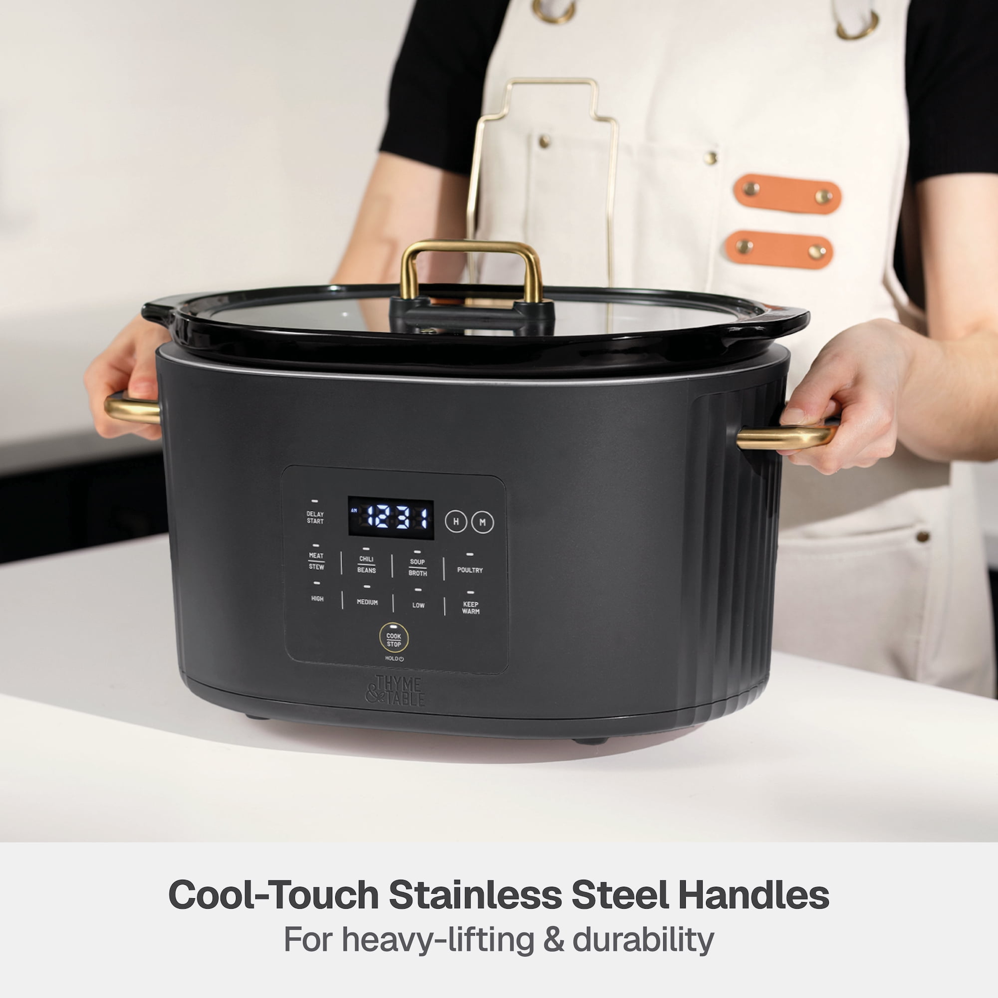 Thyme & Table 6QT Programmable Slow Cooker, Slate Grey