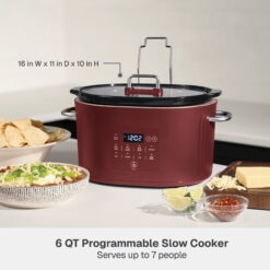 Thyme & Table 6QT Programmable Slow Cooker, Cabernet Red