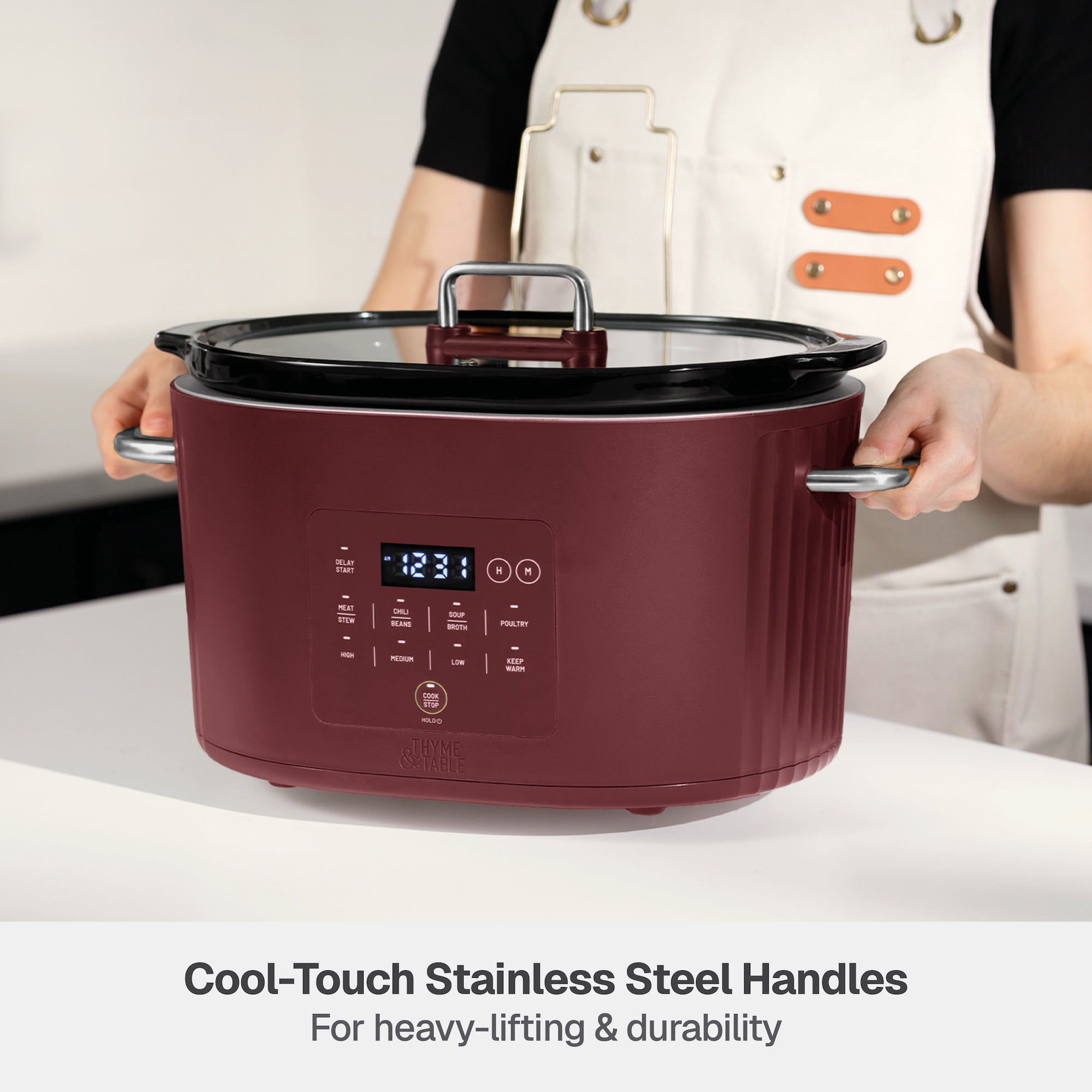 Thyme & Table 6QT Programmable Slow Cooker, Cabernet Red - Image 7