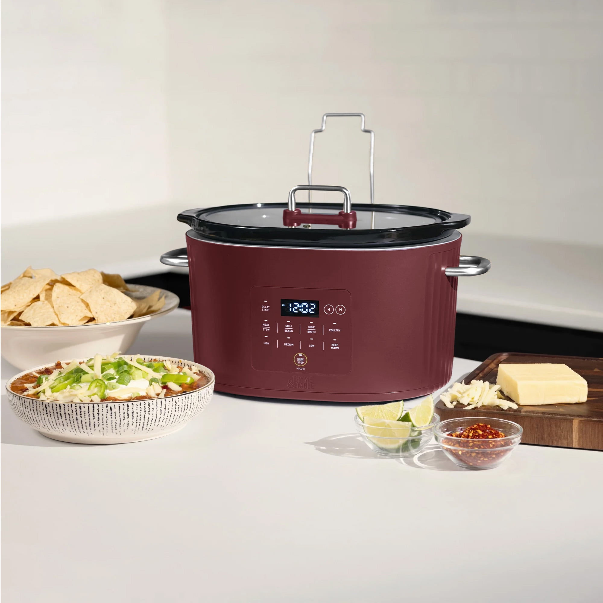 Thyme & Table 6QT Programmable Slow Cooker, Cabernet Red - Image 10