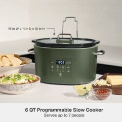 Thyme & Table 6QT Programmable Slow Cooker, Dusty Moss
