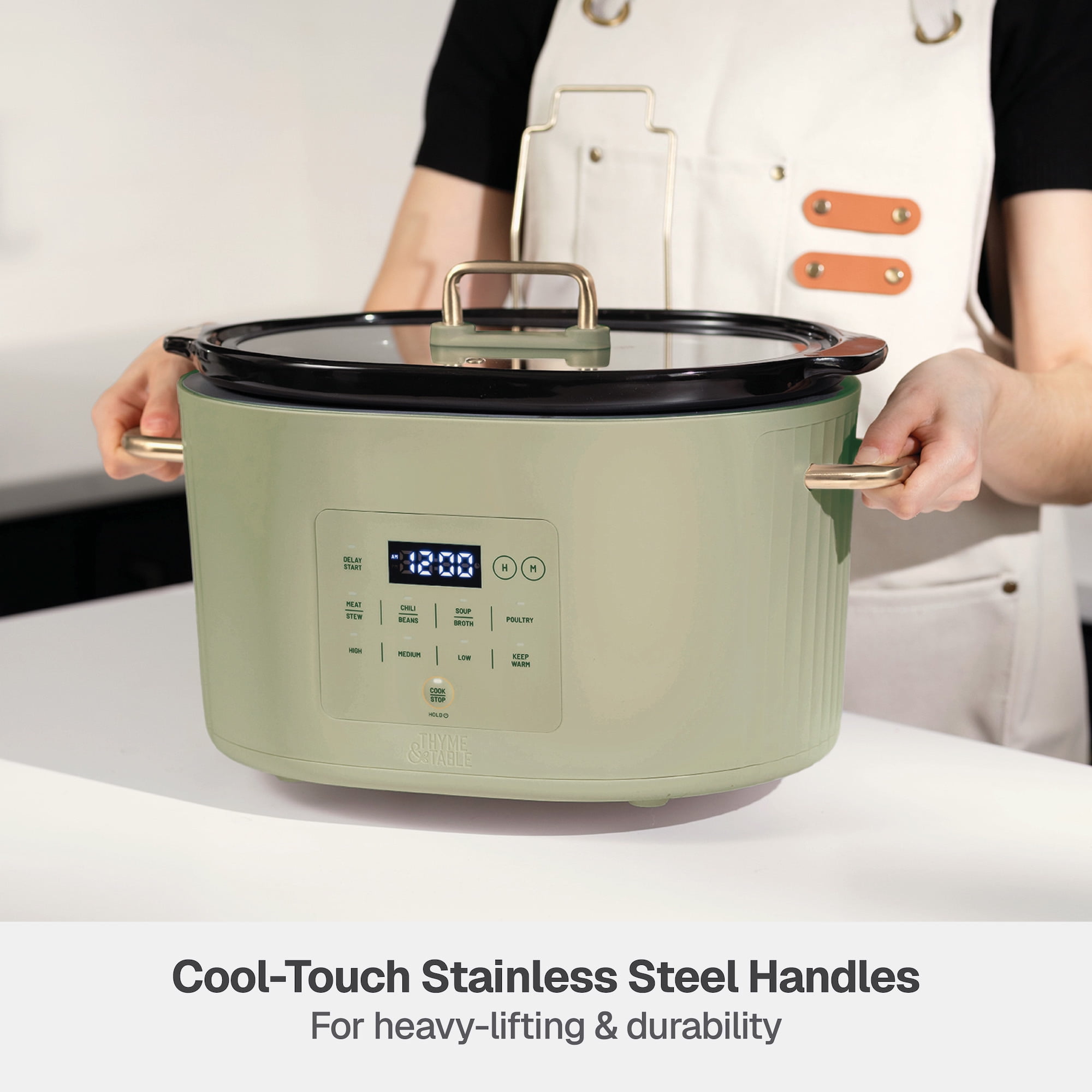 Thyme & Table 6QT Programmable Slow Cooker, Eucalyptus Green
