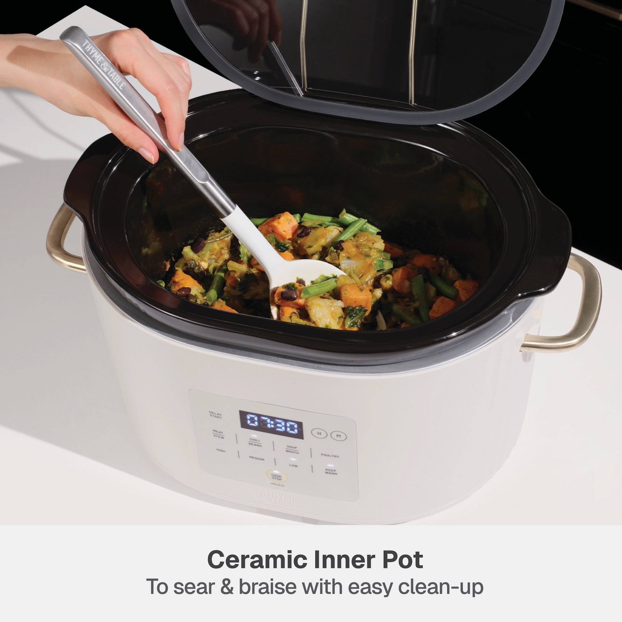 Thyme & Table 6QT Programmable Slow Cooker, Sand White