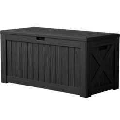 Patiowell 120-Gallon Black Plastic Deck Box