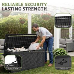 Patiowell 105-Gallon Black Plastic Deck Box
