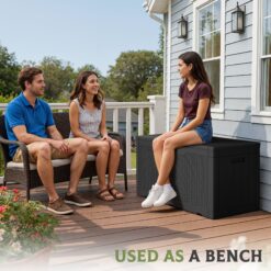 Patiowell 105-Gallon Black Plastic Deck Box