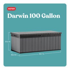 Keter Darwin Outdoor Storage 100-Gallon Grey Plastic Deck Box