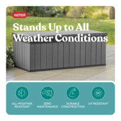 Keter Darwin Outdoor Storage 100-Gallon Grey Plastic Deck Box