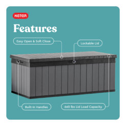 Keter Darwin Outdoor Storage 100-Gallon Grey Plastic Deck Box