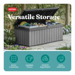Keter Darwin Outdoor Storage 100-Gallon Grey Plastic Deck Box