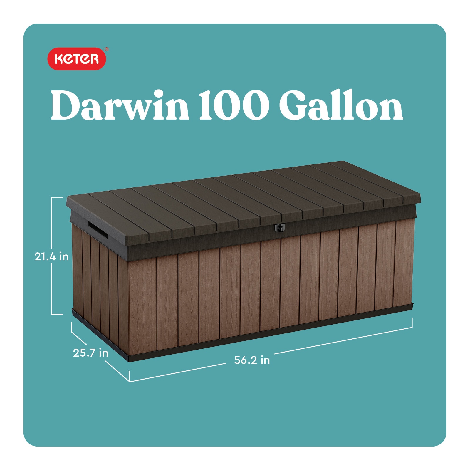 Keter Darwin Durable Outdoor Storage 100-Gallon Brown Plastic Deck Box
