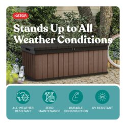 Keter Darwin Durable Outdoor Storage 100-Gallon Brown Plastic Deck Box