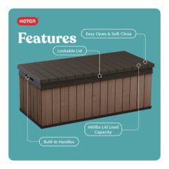 Keter Darwin Durable Outdoor Storage 100-Gallon Brown Plastic Deck Box