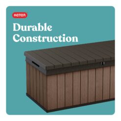 Keter Darwin Durable Outdoor Storage 100-Gallon Brown Plastic Deck Box