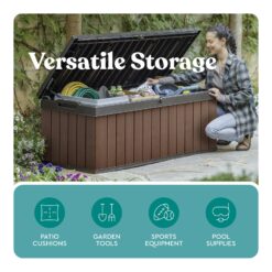 Keter Darwin Durable Outdoor Storage 100-Gallon Brown Plastic Deck Box