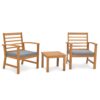 Costway 3 PCS Outdoor Furniture Set Acacia Wood Conversation Set with Soft Seat Cushions Grey