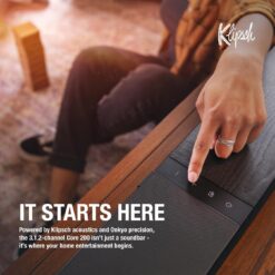 Klipsch Flexus CORE 200 3.1.2 Channel Powered by Onkyo Bluetooth Sound Bar with Dolby Atmos and Custom Tuned Bass - Black, 44