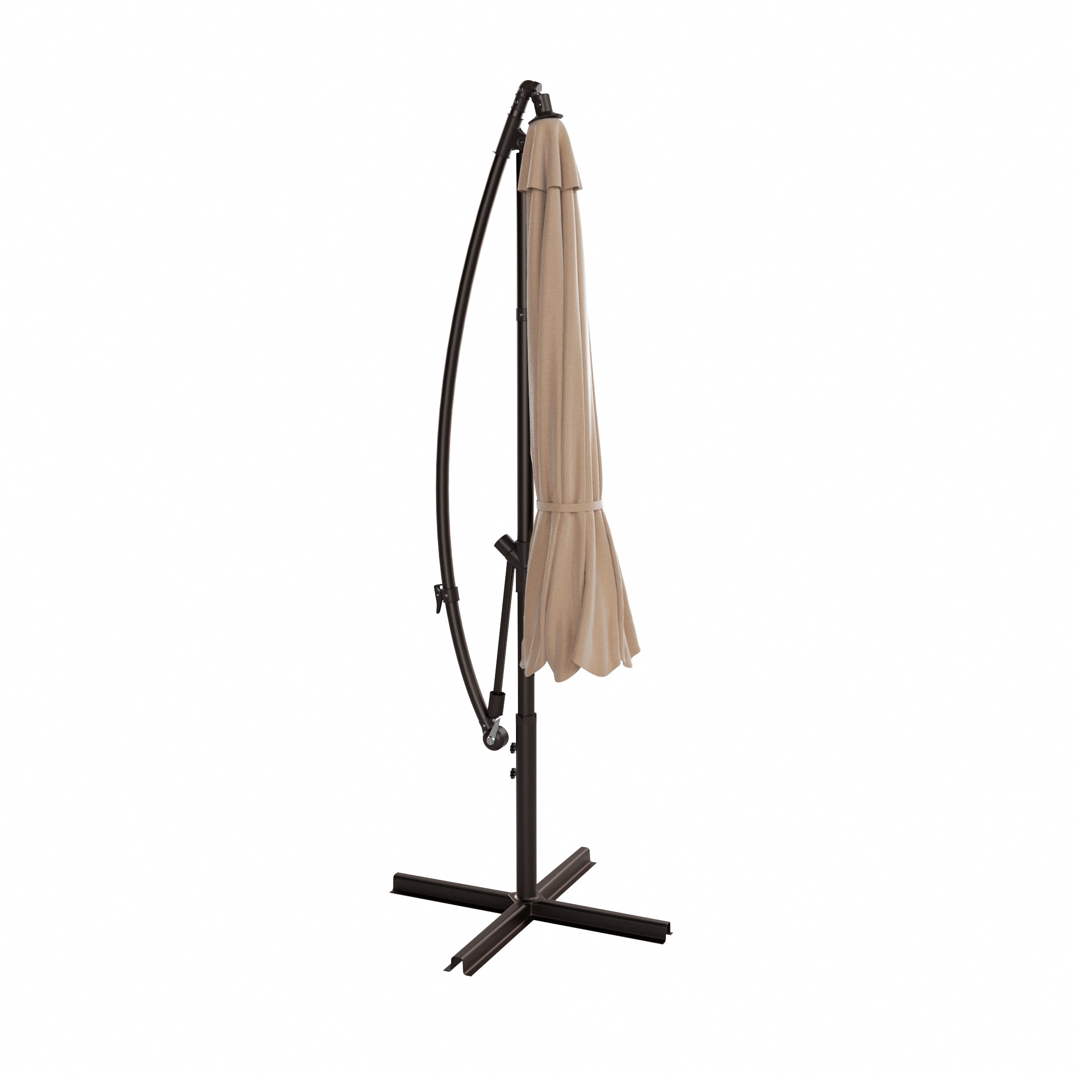 Westin Furniture 10-Feet Steel Beige No-tilt Cantilever Patio Umbrella with Base