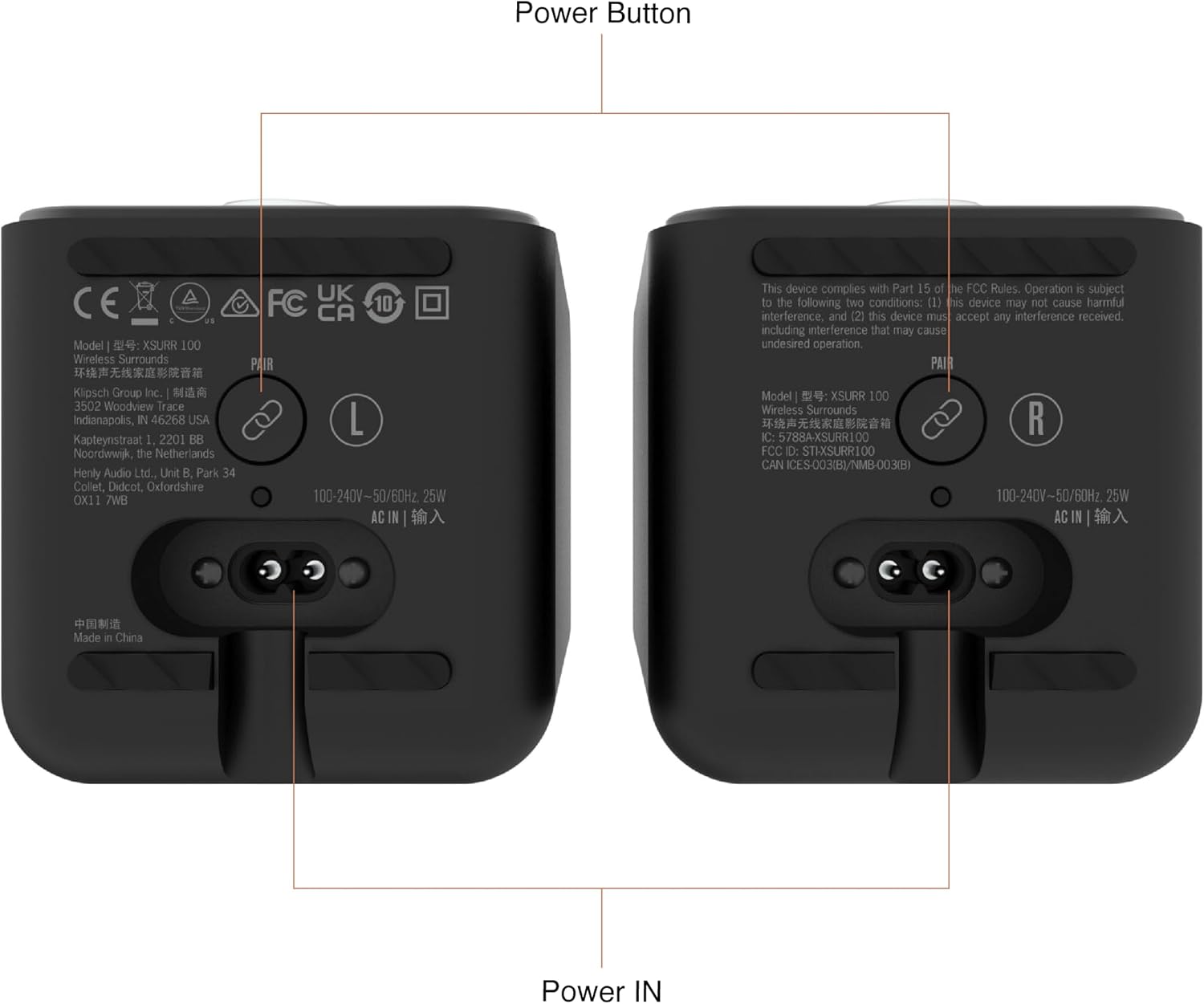 Klipsch Flexus SURR 100 Surround Sound Speakers with Immersive Dolby Atmos Technology - Black