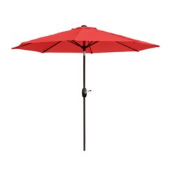 Westin Furniture 9-ft Steel Red Push-button Tilt Garden Patio Umbrella with Base