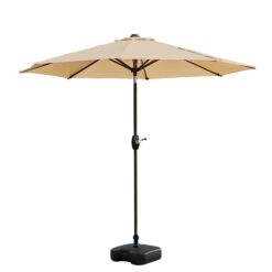 Westin Furniture 9-Feet Steel Beige Push-button Tilt Garden Patio Umbrella with Base