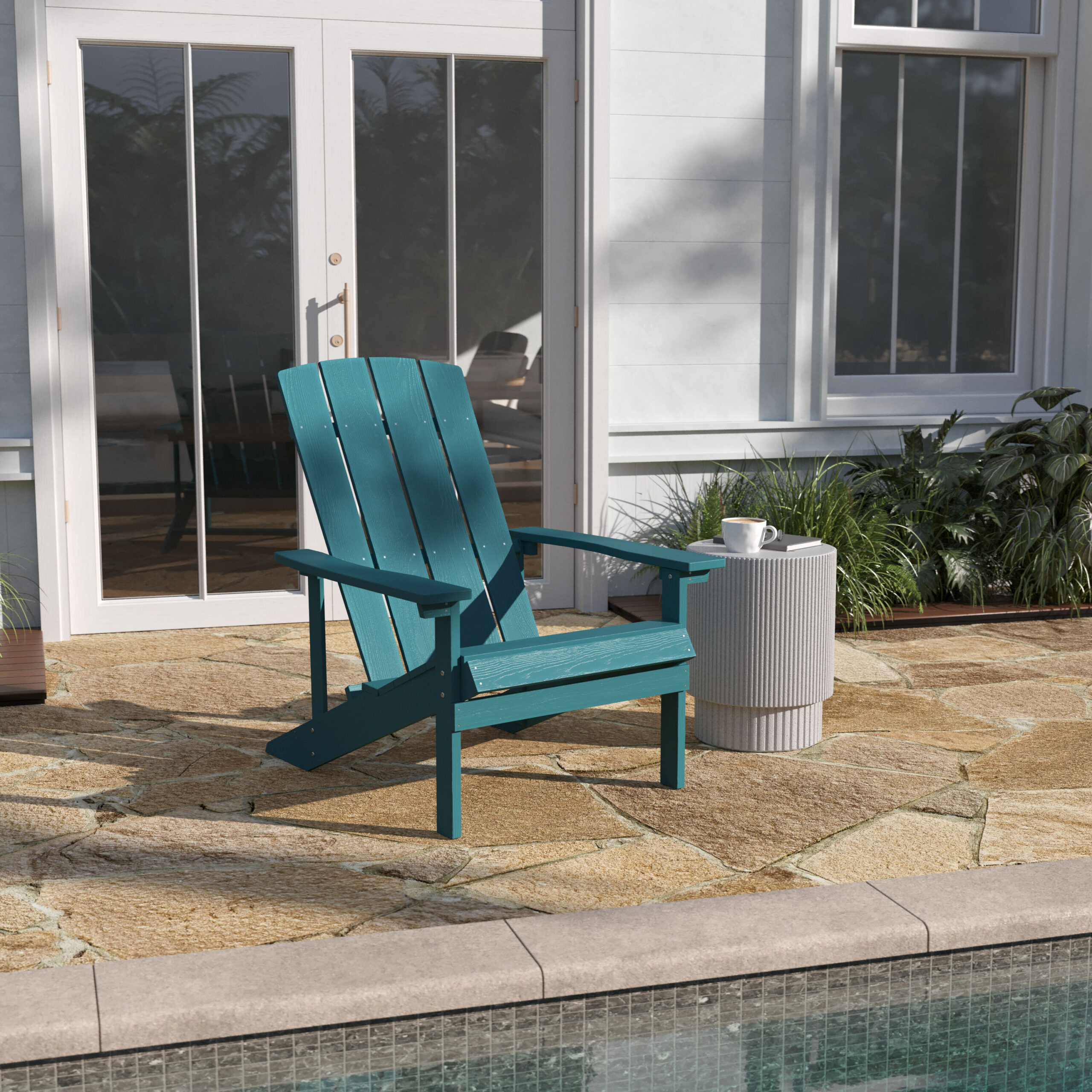 Taylor & Logan Charlestown Sea Foam Resin Frame Stationary Adirondack Chair with Solid Seat