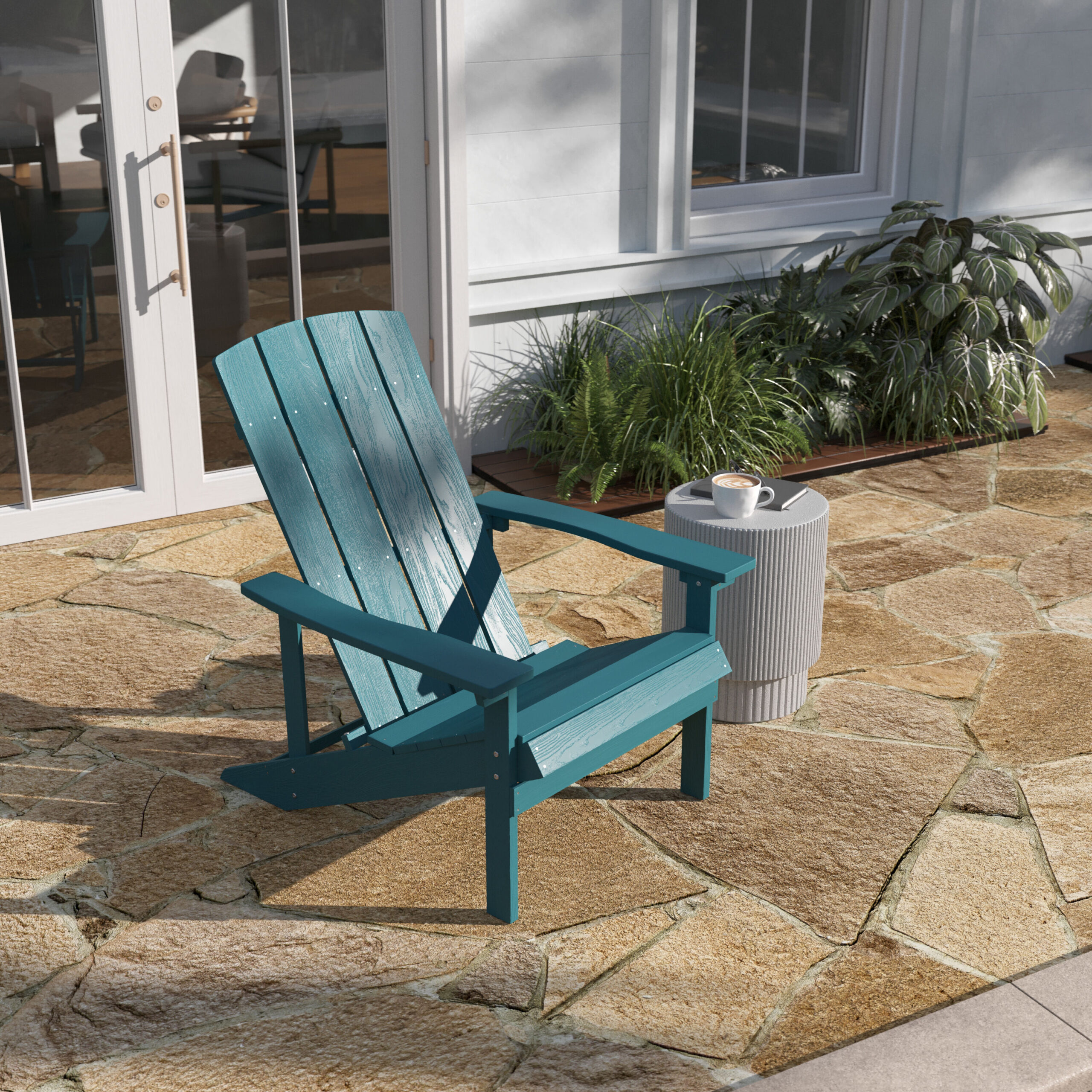 Taylor & Logan Charlestown Sea Foam Resin Frame Stationary Adirondack Chair with Solid Seat