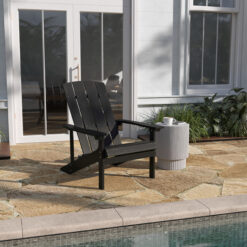 Taylor & Logan Charlestown Slate Gray Resin Frame Stationary Adirondack Chair with Solid Seat