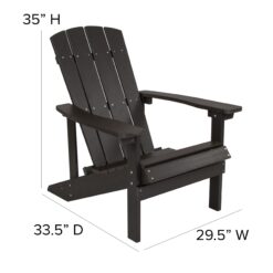 Taylor & Logan Charlestown Slate Gray Resin Frame Stationary Adirondack Chair with Solid Seat
