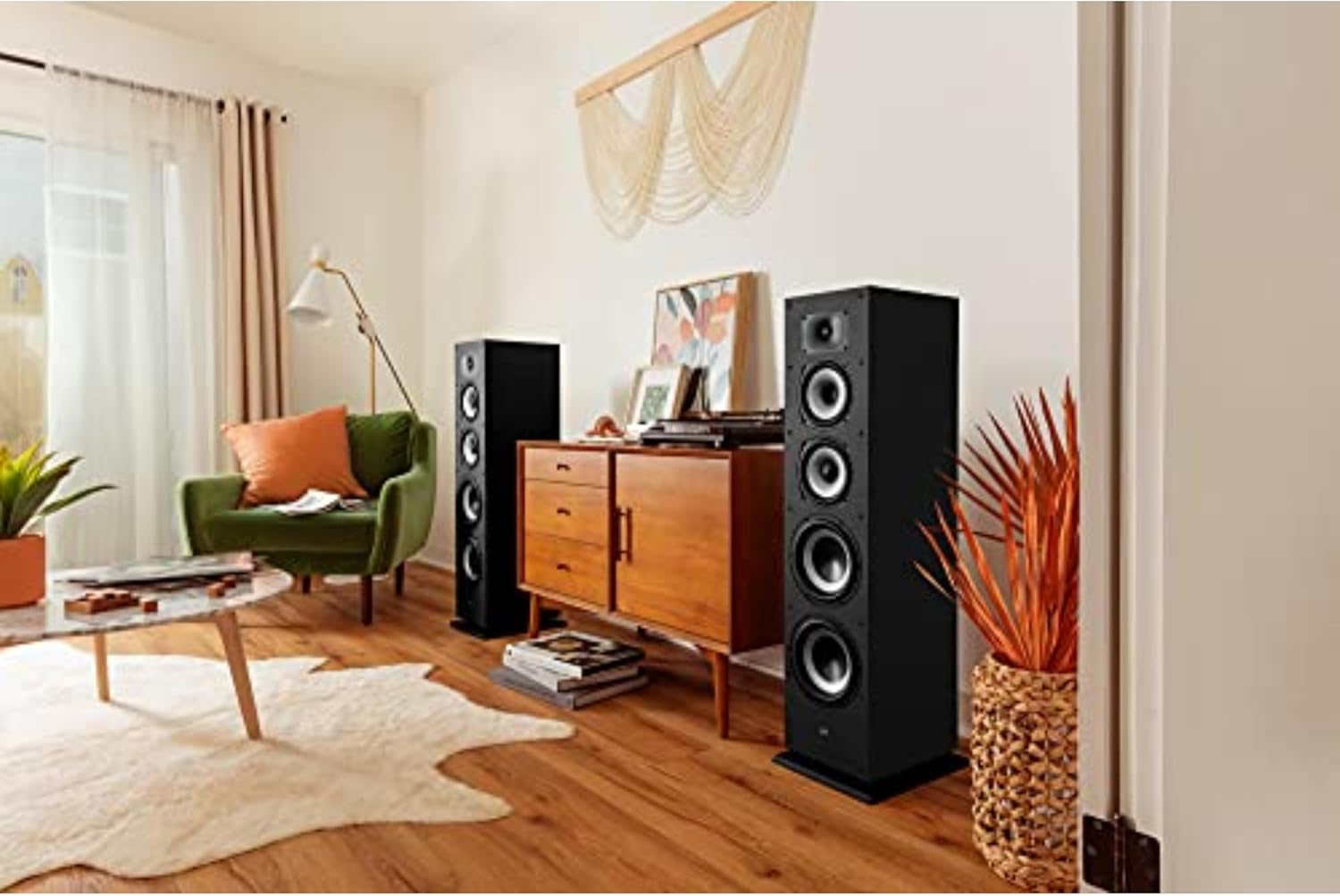 Polk Monitor XT70 Large Tower Speaker, Home Stereo Speakers, Hi-Res Audio, Dolby Atmos & DTS:X Compatible, 1" Tweeter, (2) 6.5" Balanced Woofers, (2) 8" Passive Radiators (Single, Midnight Black)