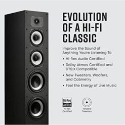 Polk Monitor XT70 Large Tower Speaker, Home Stereo Speakers, Hi-Res Audio, Dolby Atmos & DTS:X Compatible, 1" Tweeter, (2) 6.5" Balanced Woofers, (2) 8" Passive Radiators (Single, Midnight Black)