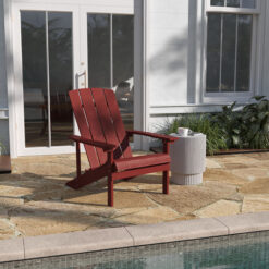 Taylor & Logan Charlestown Red Resin Frame Stationary Adirondack Chair with Solid Seat