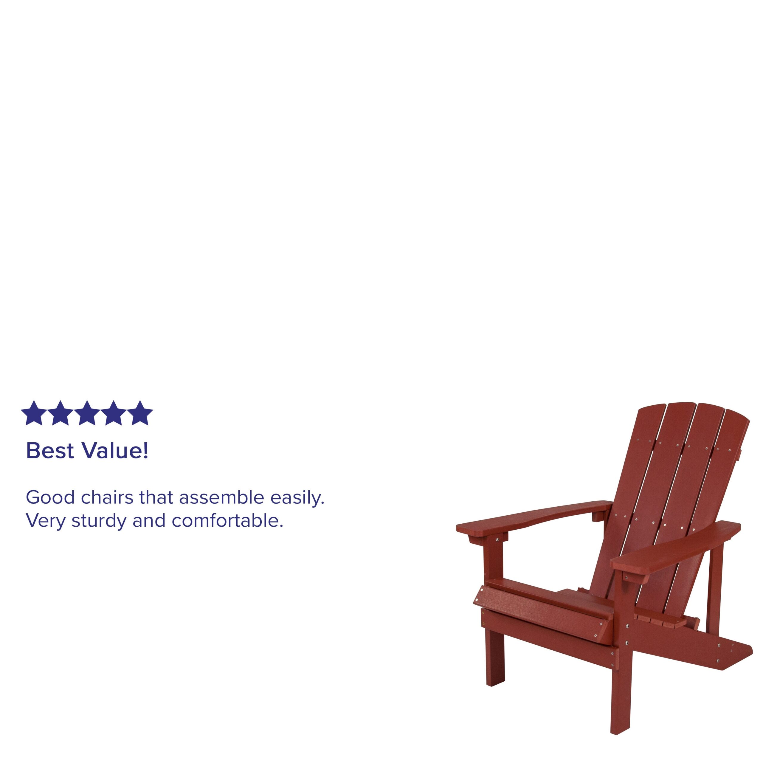 Taylor & Logan Charlestown Red Resin Frame Stationary Adirondack Chair with Solid Seat