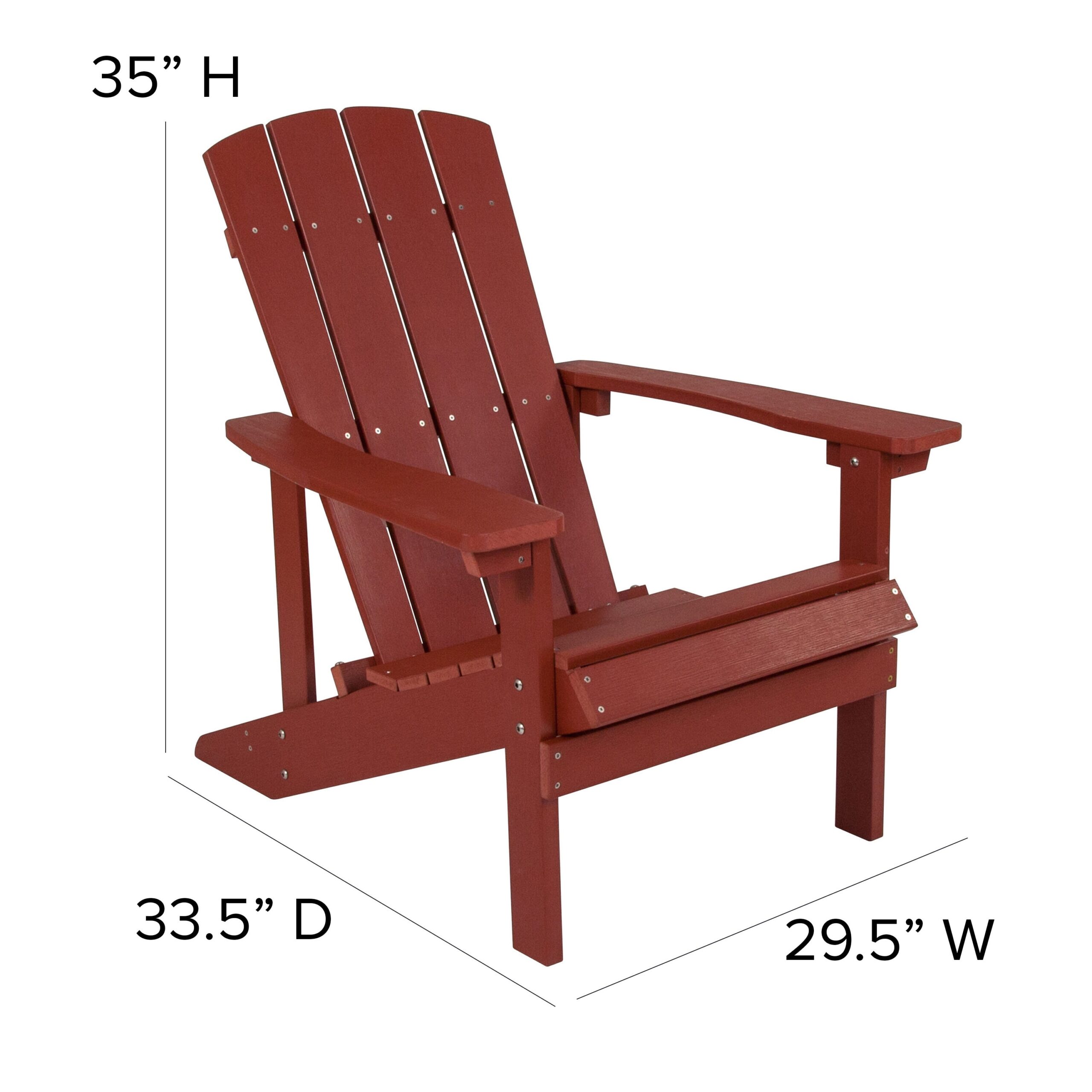 Taylor & Logan Charlestown Red Resin Frame Stationary Adirondack Chair with Solid Seat