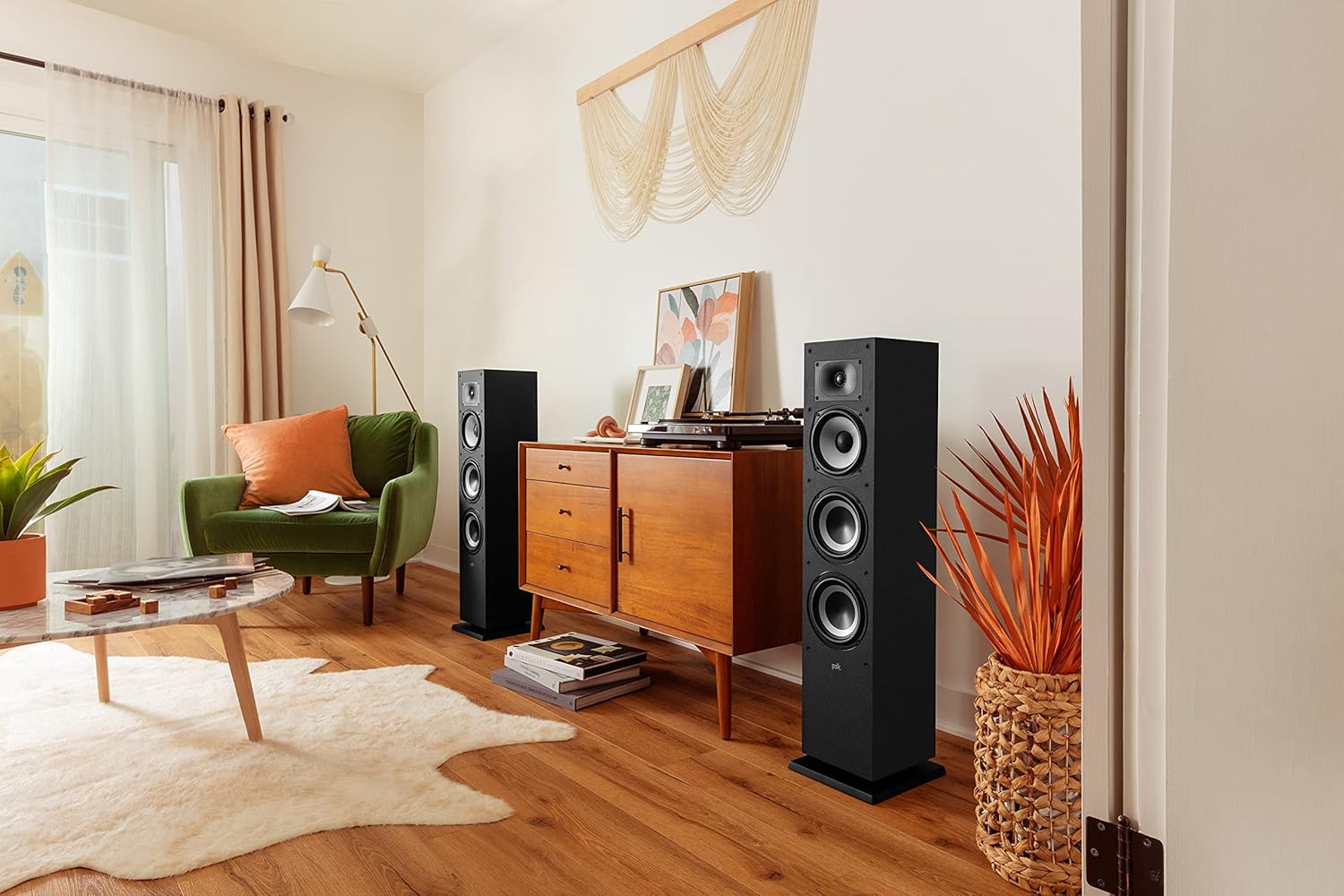 Polk Monitor XT60 Tower Speaker - Hi-Res Audio Certified, Dolby Atmos, DTS:X & Auro 3D Compatible, 1" Tweeter, 6.5" Dynamically Balanced Woofer, (2) 6.5" Passive Radiators (Single, Midnight Black)