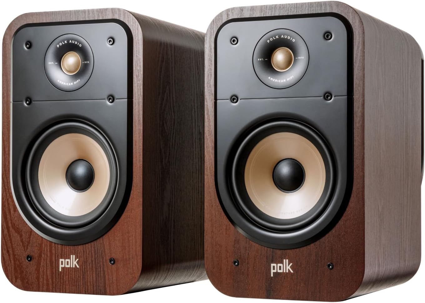 Polk Signature Elite ES20 Surround Sound Speakers - Hi-Res Audio Certified, Dolby Atmos & DTS:X Compatible, 1" Tweeter & 6.5" Woofer, Power Port Technology for Bass (Pair, Stunning Black)