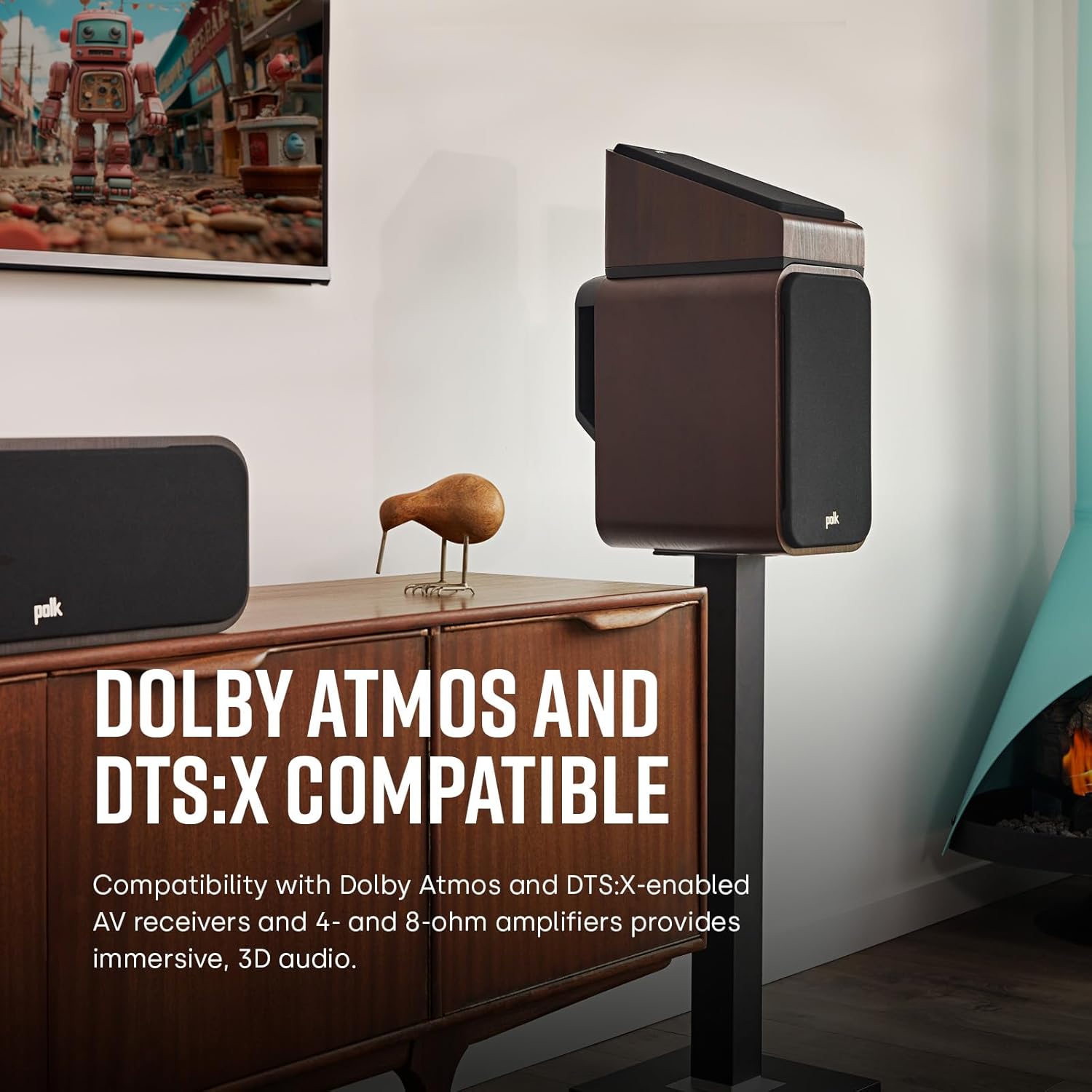 Polk Signature Elite ES20 Surround Sound Speakers - Hi-Res Audio Certified, Dolby Atmos & DTS:X Compatible, 1" Tweeter & 6.5" Woofer, Power Port Technology for Bass (Pair, Stunning Black)