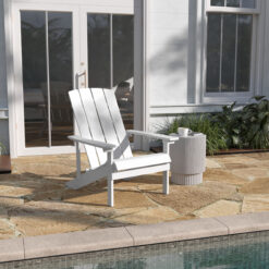 Taylor & Logan Charlestown White Resin Frame Stationary Adirondack Chair with Solid Seat