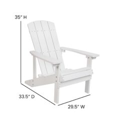 Taylor & Logan Charlestown White Resin Frame Stationary Adirondack Chair with Solid Seat