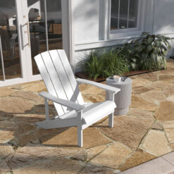 Taylor & Logan Charlestown White Resin Frame Stationary Adirondack Chair with Solid Seat