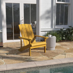 Taylor & Logan Charlestown Yellow Resin Frame Stationary Adirondack Chair with Solid Seat