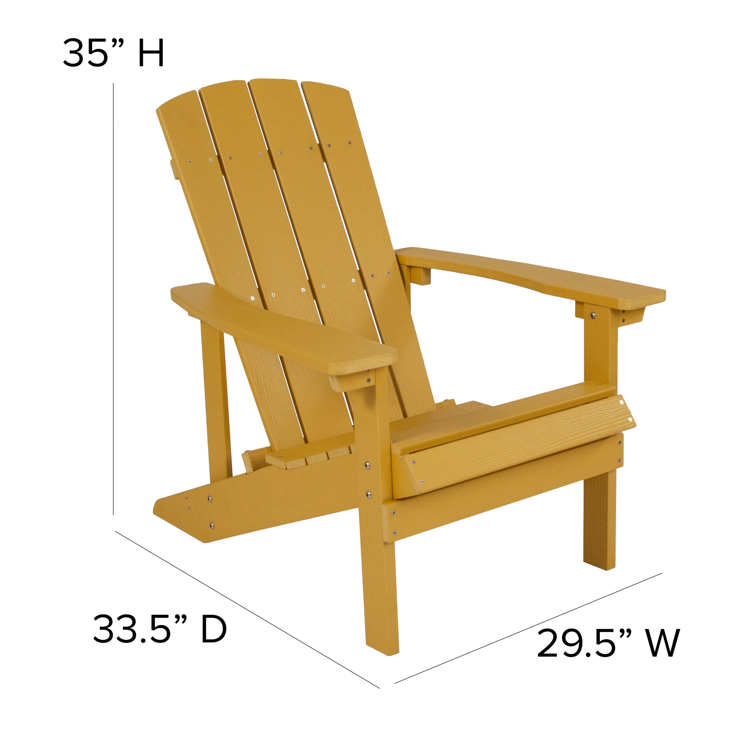 Taylor & Logan Charlestown Yellow Resin Frame Stationary Adirondack Chair with Solid Seat