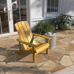 Taylor & Logan Charlestown Yellow Resin Frame Stationary Adirondack Chair with Solid Seat