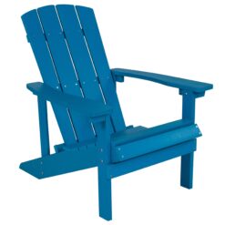 Taylor & Logan Charlestown Blue Resin Frame Stationary Adirondack Chair with Solid Seat