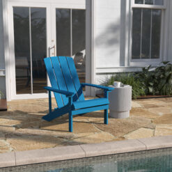 Taylor & Logan Charlestown Blue Resin Frame Stationary Adirondack Chair with Solid Seat