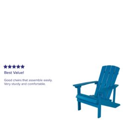 Taylor & Logan Charlestown Blue Resin Frame Stationary Adirondack Chair with Solid Seat