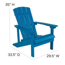 Taylor & Logan Charlestown Blue Resin Frame Stationary Adirondack Chair with Solid Seat