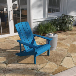 Taylor & Logan Charlestown Blue Resin Frame Stationary Adirondack Chair with Solid Seat