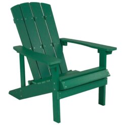 Taylor & Logan Charlestown Green Resin Frame Stationary Adirondack Chair with Solid Seat