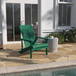 Taylor & Logan Charlestown Green Resin Frame Stationary Adirondack Chair with Solid Seat